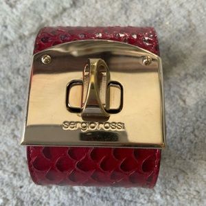 SERGIO ROSSI, Authentic red python cuff.